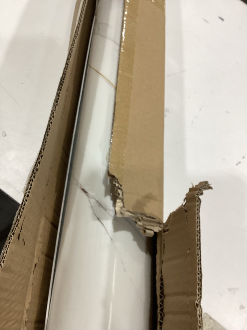 Condition photo showing As Is for kasaro peel and stick backsplash wall tile, 118 × 47 inch self-adhesive thicker waterproof 3d panel, pet marble white with gold stripes decor accent for kitchen, bathroom, 5 pieces white + gold 5