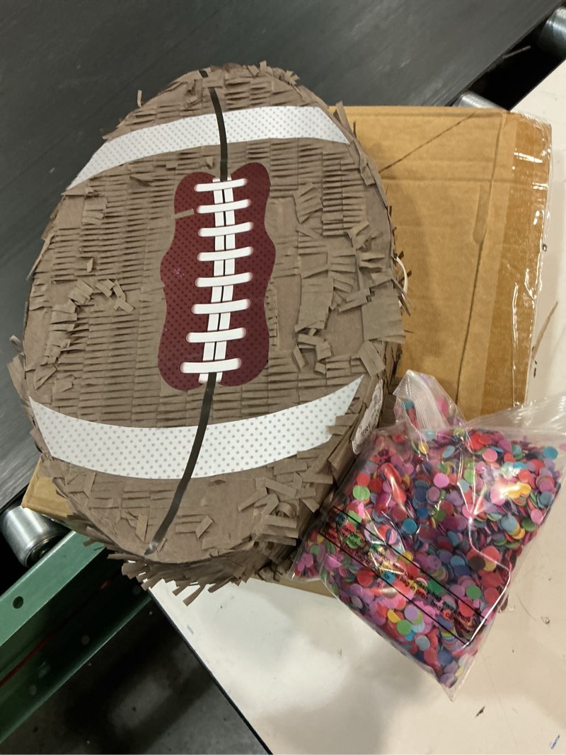 Condition photo showing Good Condition for Sratte Kids Football Piñata for Birthday Decoration Football Piñata with Bat and Eye Mask for Boys Sports Birthday Party Supplies