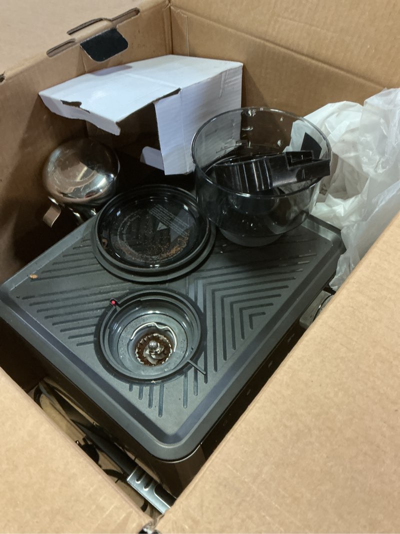 Condition photo showing As Is for (2025 Upgrade)20 Bar Espresso Machine with Built-in Anti-Clog Coffee Grinder, Expresso Coffee Machines with Milk Steam Wand/Frother/Tamping Tools,Espresso Maker with Grinder for Lattes-Charcoal