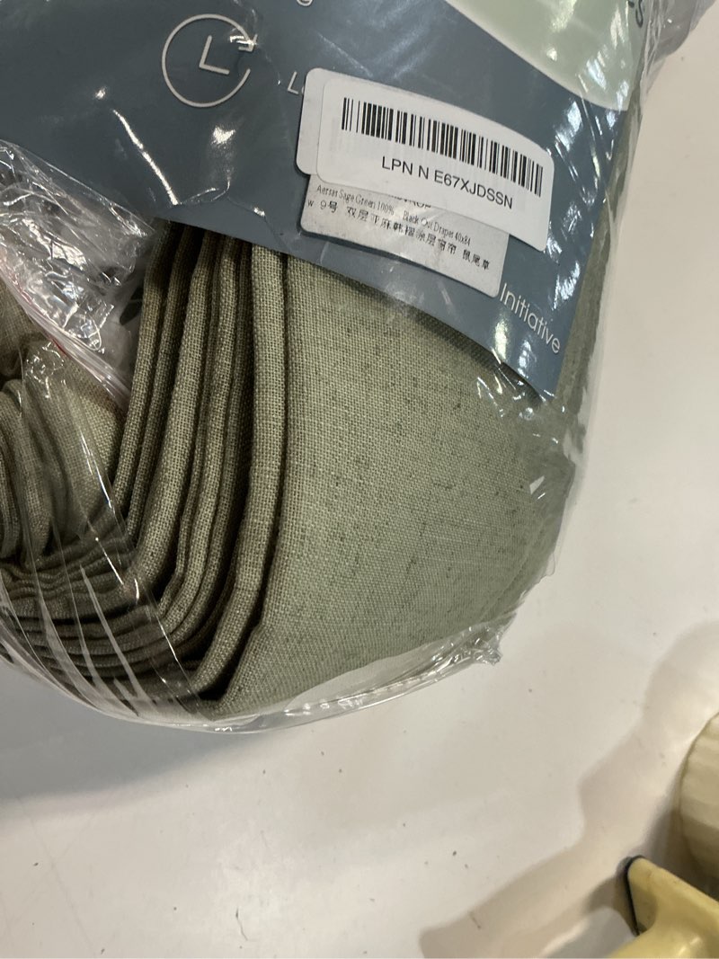 Condition photo showing Good Condition for sage green 100% blackout pinch pleated linen curtains 84 inches long for bedroom 2 panels set double layer thermal insulated pinch pleat green black out drapes with hooks rings room darkening curtain sage green 40"w x 84"l (pack of 2)