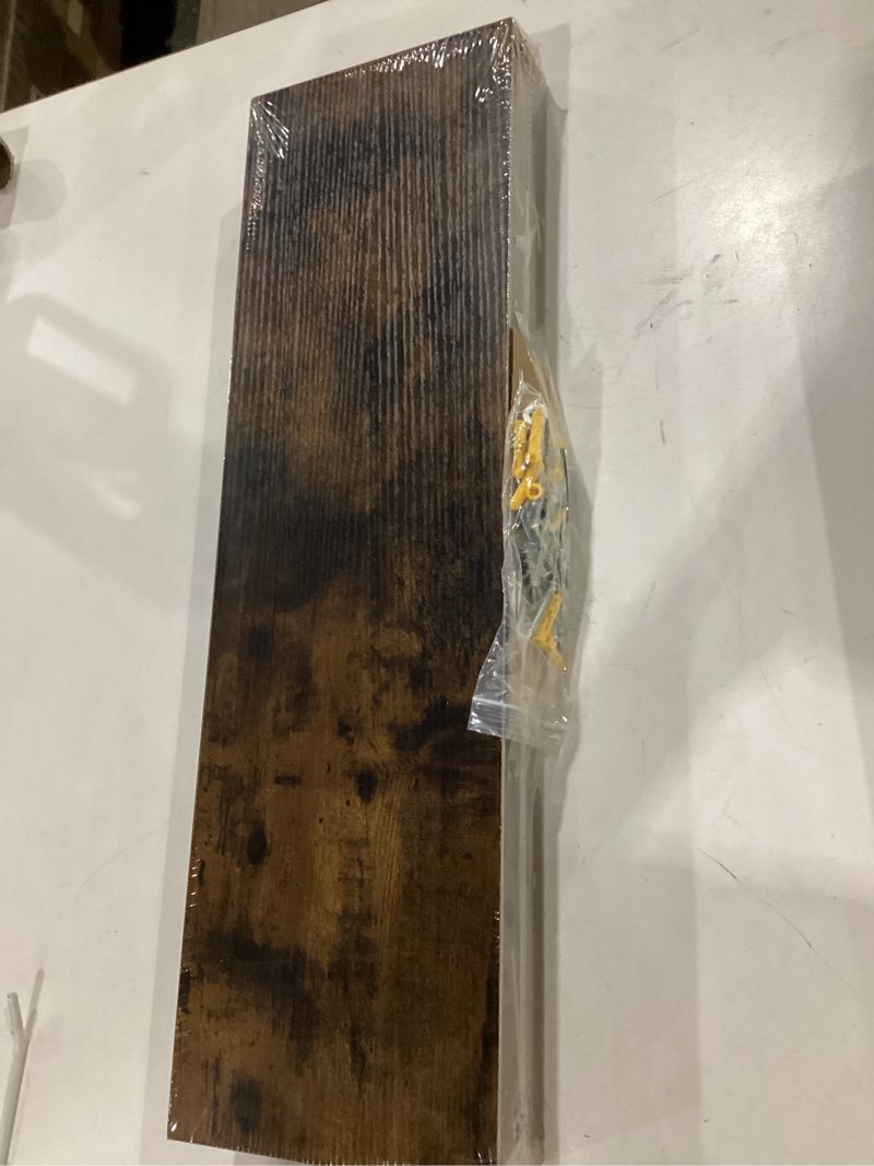 Condition photo showing New/Like New for bayka floating shelves, 22.5 inches rustic wood wall shelves for bathroom?bedroom, living room, kitchen & book, hanging display decor organization shelf with 22 lbs capacity (rustic brown) b. rustic brown - americana farmhouse style 22.5inches