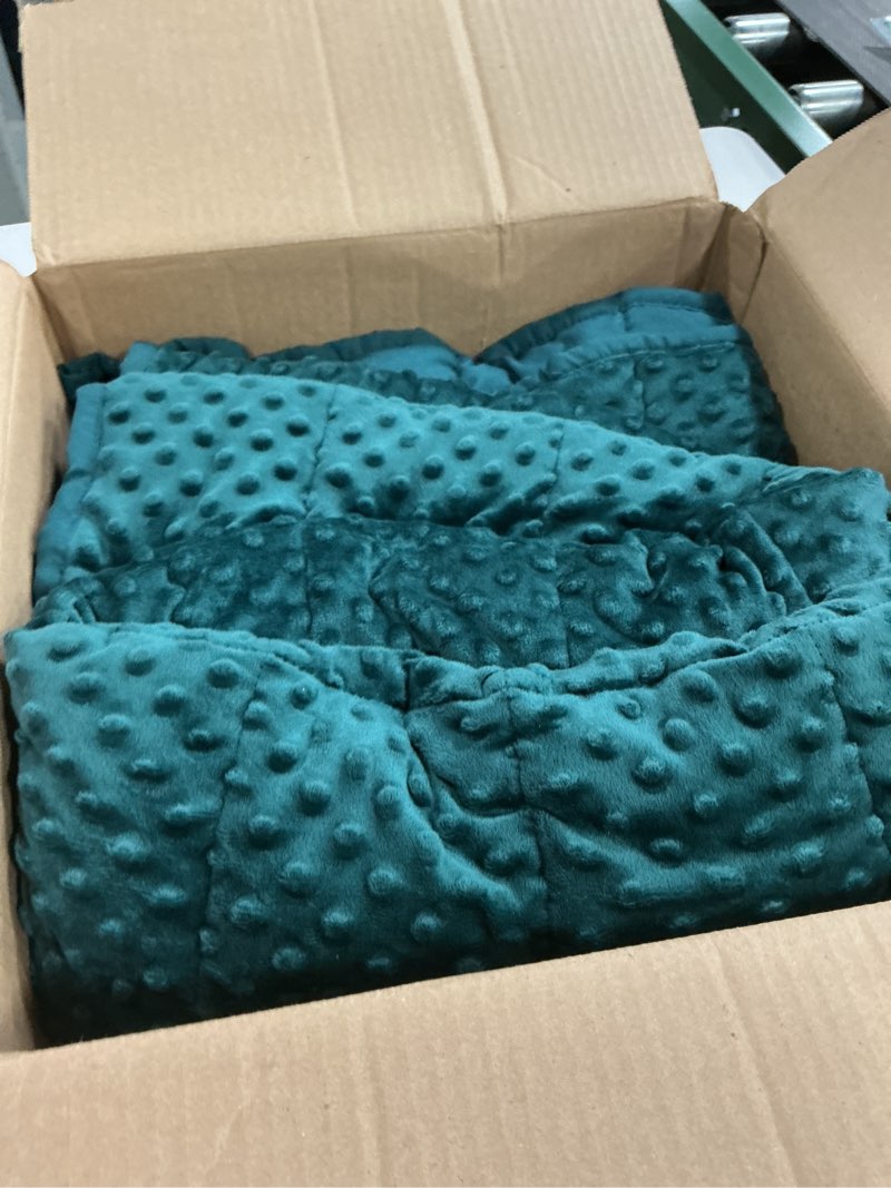 Condition photo showing Good Condition for Mr. Sandman Weighted Blanket for Adults, Soft Cooling Heavy Minky Blanket for Sleep, Washable Throw Blanket with Glass Beads, 48 x 72in, 15 lbs, Dark Green 48 x 72 inches, 15lbs Dark Green
