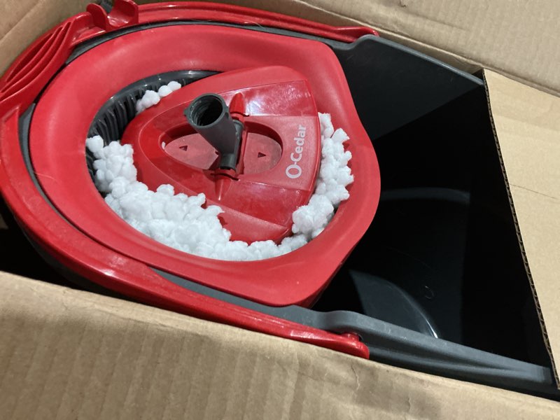 Condition photo showing As Is for o-cedar easywring spin mop and bucket system: portable, non-abrasive, reusable, extendable handle