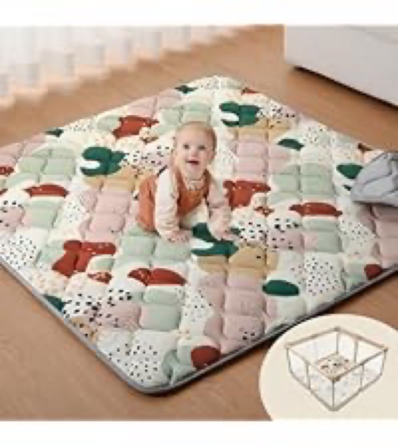 Blissful Diary Baby Play Mats for Floor, 50x50 Inch Crawling Mat for Playpen, Thick Padding Foam Pla