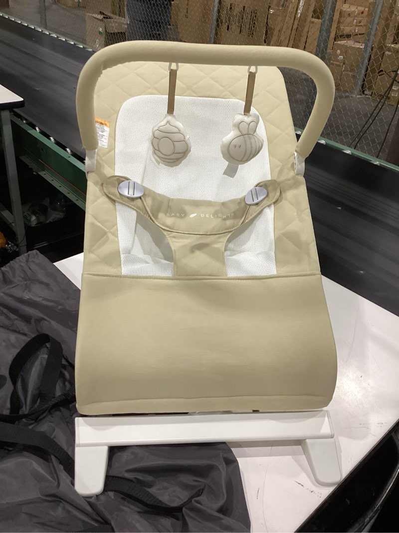 Condition photo showing Good Condition for baby delight alpine deluxe portable bouncer, infant, 0-6 months, 100% gots certified cotton fabrics, organic oat
