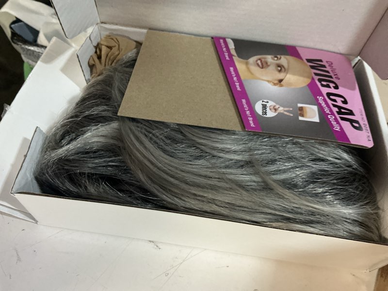 Condition photo showing Good Condition for sevencolors grey wigs for women layered pixie cut wigs with bangs synthetic natural hair short gray silver wig for older lady