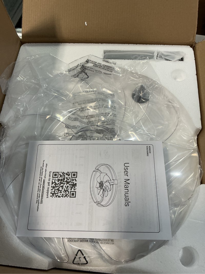 Condition photo showing Good Condition for lediary 20" ceiling fans with lights and remote, modern low profile ceiling fan, 3 cct, stepless dimmable, fandelier flush mount fan light, 6 speeds, dc motor, app & remote control for bedroom(white) 20 inch white 1