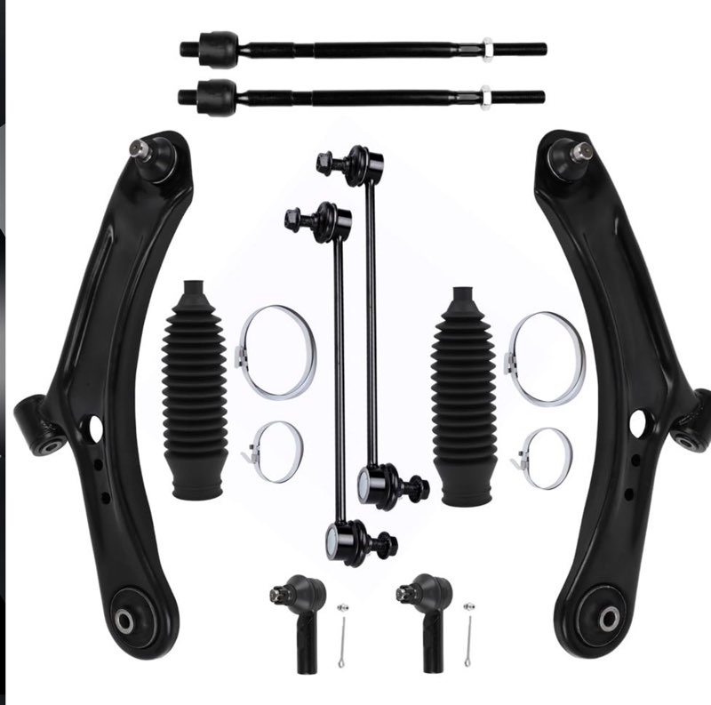 SCITOO 10-PC SET Suspension Kit For 2007-2013 For Suzuki SX4 Front Lower Control Arm And Ball Joint Inner Outer Tie Rod End w/Boot Sway Bar End Link