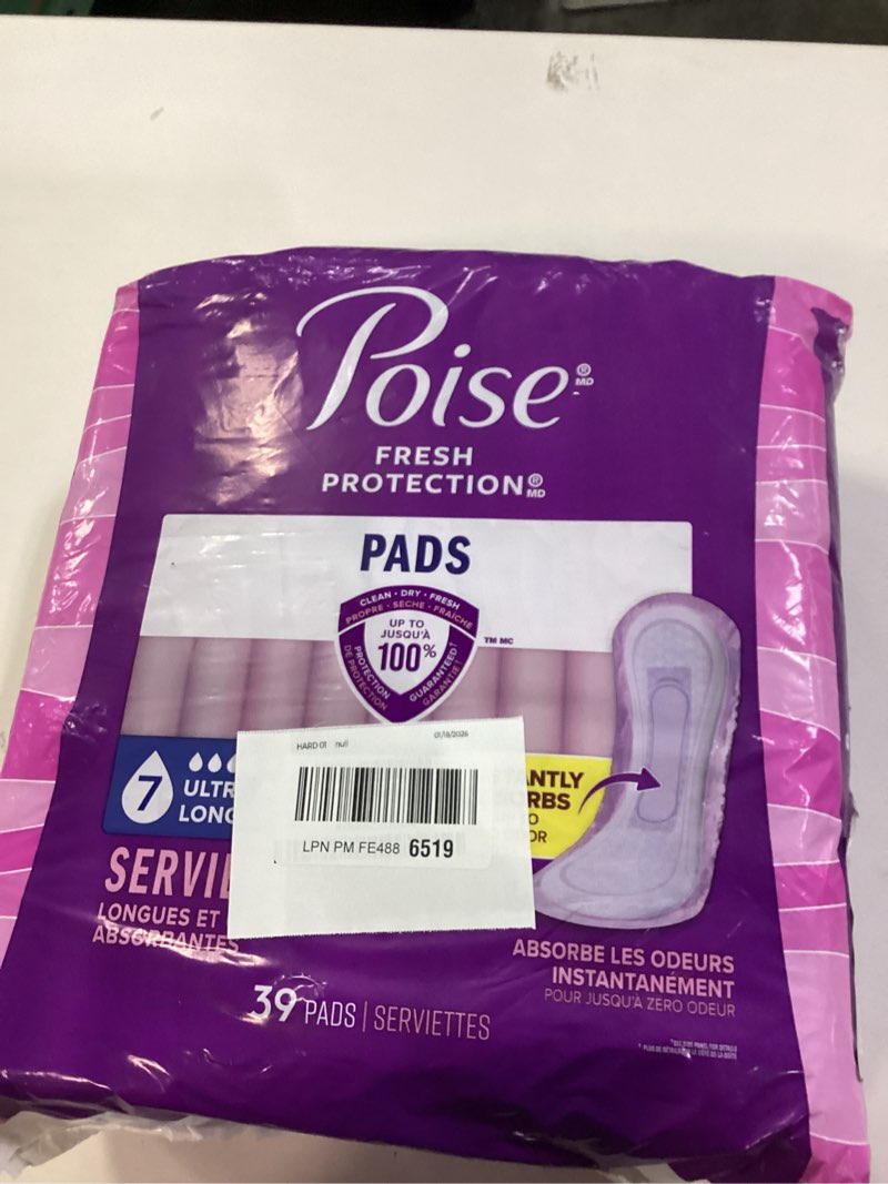 Condition photo showing New/Like New for Poise Incontinence & Postpartum Pads for Bladder Leaks, 7 Drop Ultra Absorbency, Long Length, 39 Count, Packaging May Vary Long 39