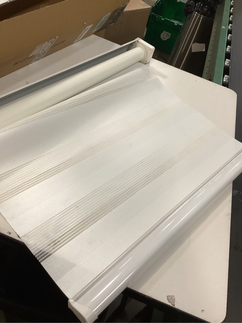 Condition photo showing Good Condition for (Similar to the image)(Unknown size)Manual Day and Night Dual Layers Roller Shades with Zebra Shades Suitable for Home, Office, Hotel Windows (White)