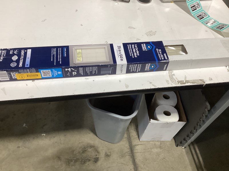 Condition photo showing New/Like New for  project source light filtering 1-in slat width 35-in x 64-in cordless white vinyl light filtering min