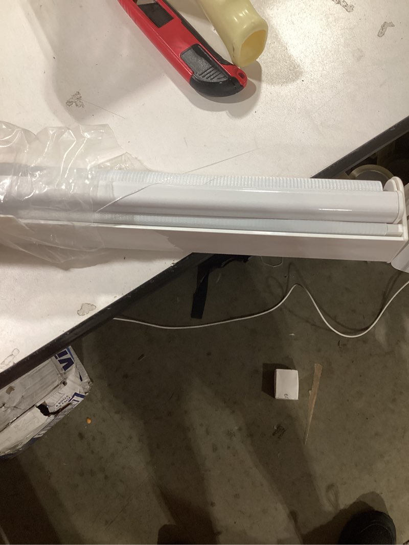 Condition photo showing Good Condition for lazblinds no tools no drill cordless zebra blinds for windows, dual layer light control for day and night, light filtering privacy roller blinds and shades for home, 23" w x 48" h, white white 23"w x 48"h