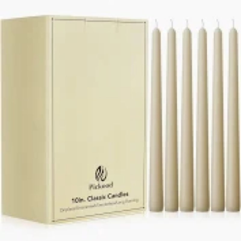 Pickood 10-Inch Tall Unscented Dripless Taper Candles Bulk 30 Pack - Ivory Taper Candles Bulk, Perfe