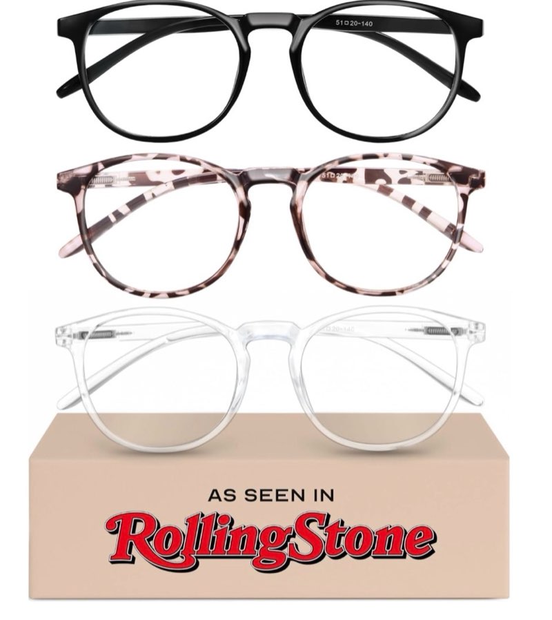 IBOANN Chic & Comfy Blue Light Glasses for Women - 3-Pack Round Frames, Screen-Ready Style with UV Protection Coating