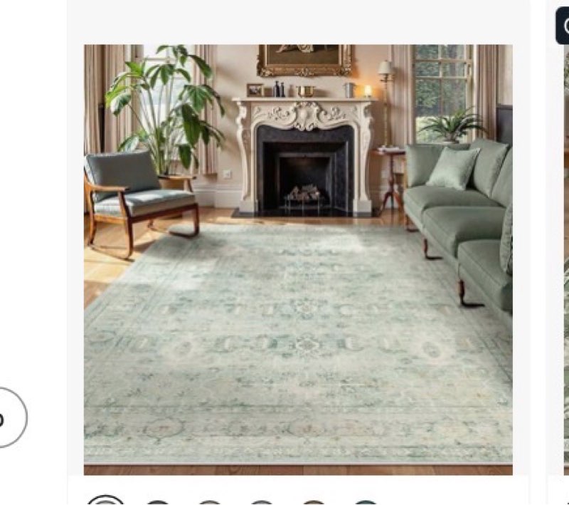 ( image similarly) Lahome Alfombras verdes lavables vintage de 8 x 10 pies para sala de estar, dormitorio, alfombras bohemias para comedor debajo de la mesa, suaves y antideslizantes para interiores, para hogar, oficina