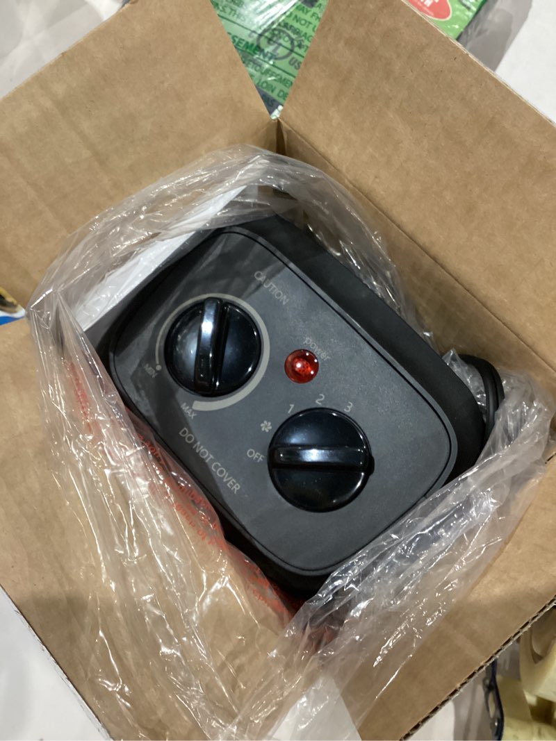 Condition photo showing As Is for Space Heater, 1500W Electric Heaters Indoor Portable with Thermostat, PTC Fast Heating Ceramic Room Small Heater with Heating and Fan Modes for Bedroom, Office and Indoor Use 10IN