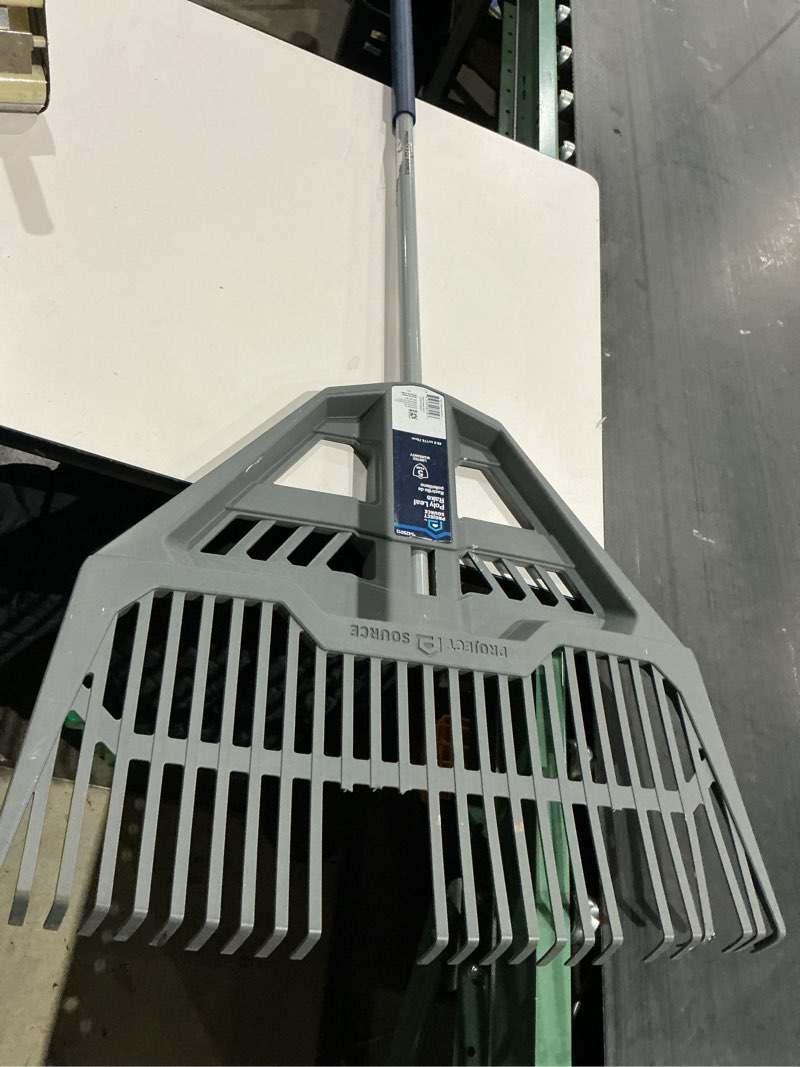 Condition photo showing As Is for project source 26-in plastic leaf rake with steel handle