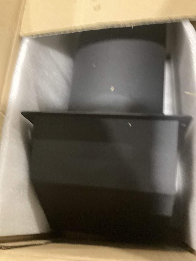 Condition photo showing As Is for Hooded Wall Vent Cover with Screen and Damper Galvanized Steel Outside Wall Exhaust Vent Cover Cap for Kitchen Range Hood Dryer HVAC Duct Exterior Ventilation and Air Exhaust (Black, 6 Inch) 6 Inch Black