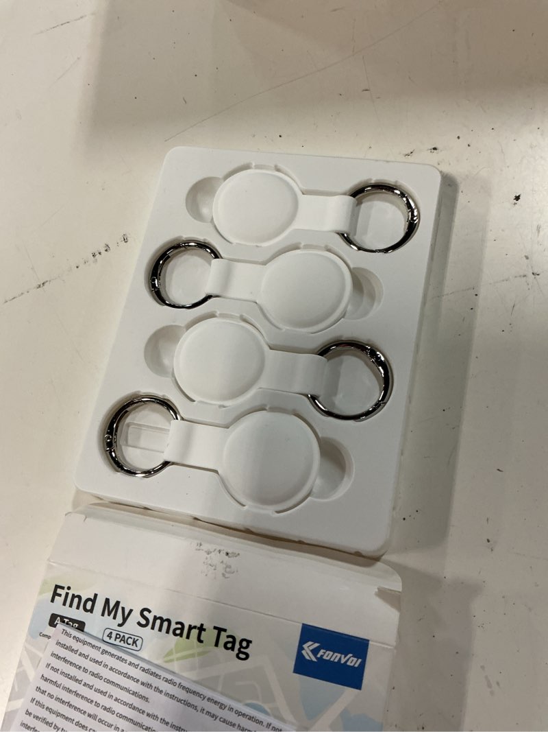 Condition photo showing Good Condition for 2026 new air tags-4 pack?apple mfi certified?smart bluetooth tracker 4 pack (ios only),item locator works with find my,replaceable battery key finder for keys,bags,luggage,wallet (white, a tag 4pack) a tag 4pack white