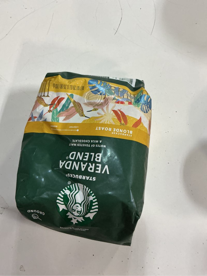 Condition photo showing Good Condition for Best before 02-Jan-2026)Starbucks Ground Coffee, Starbucks Blonde Roast Hot or Iced Coffee, Veranda Blend, 28 oz Veranda Blend 1.75 Pound (Pack of 1)