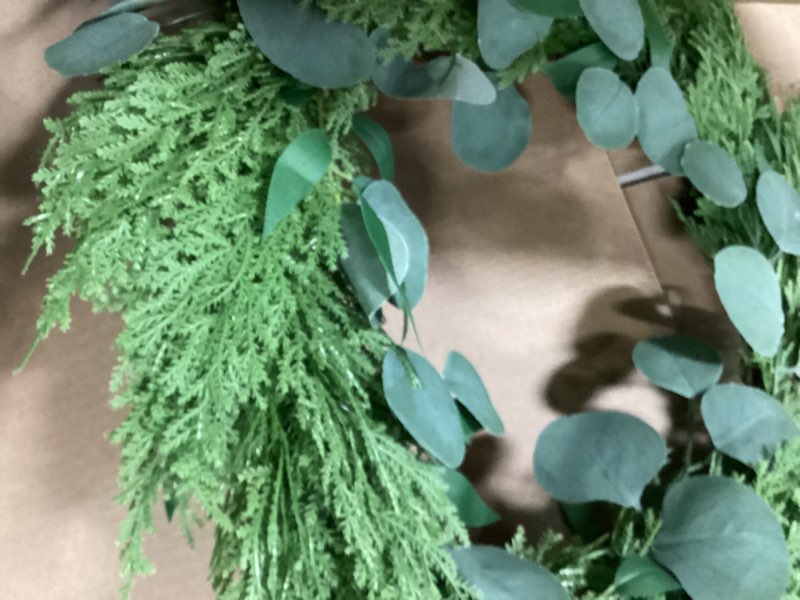 Condition photo showing Good Condition for 24" Christmas Winter Wreaths for Front Door, Artificial Norfolk Pine Eucalyptus Berry Branches Christmas Door Wreath for Home Office Outdoor Farmhouse Festival Decoration (Eucalyptus)