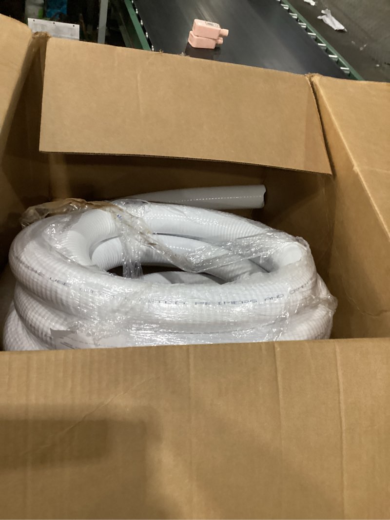 Condition photo showing As Is for sealproof 2" dia flexible pvc pipe, pool and spa hose, schedule 40 tubing, made in usa, 2-inch, 25 ft, white 2" dia 25-ft