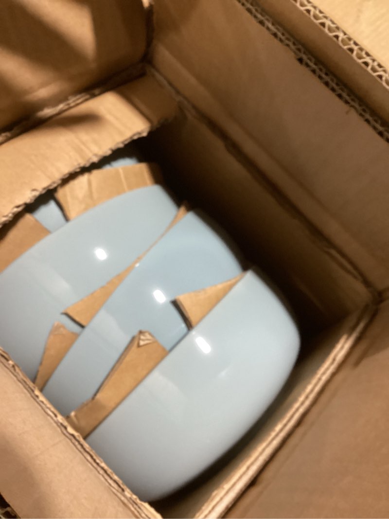 Condition photo showing Good Condition for elanze designs bistro glossy ceramic 7 inch dinnerware bowls set of 4 - perfect for everyday uses from pasta to salad, cereal to ice cream, ramen to pho, ice blue ice blue 7 inch cereal salad