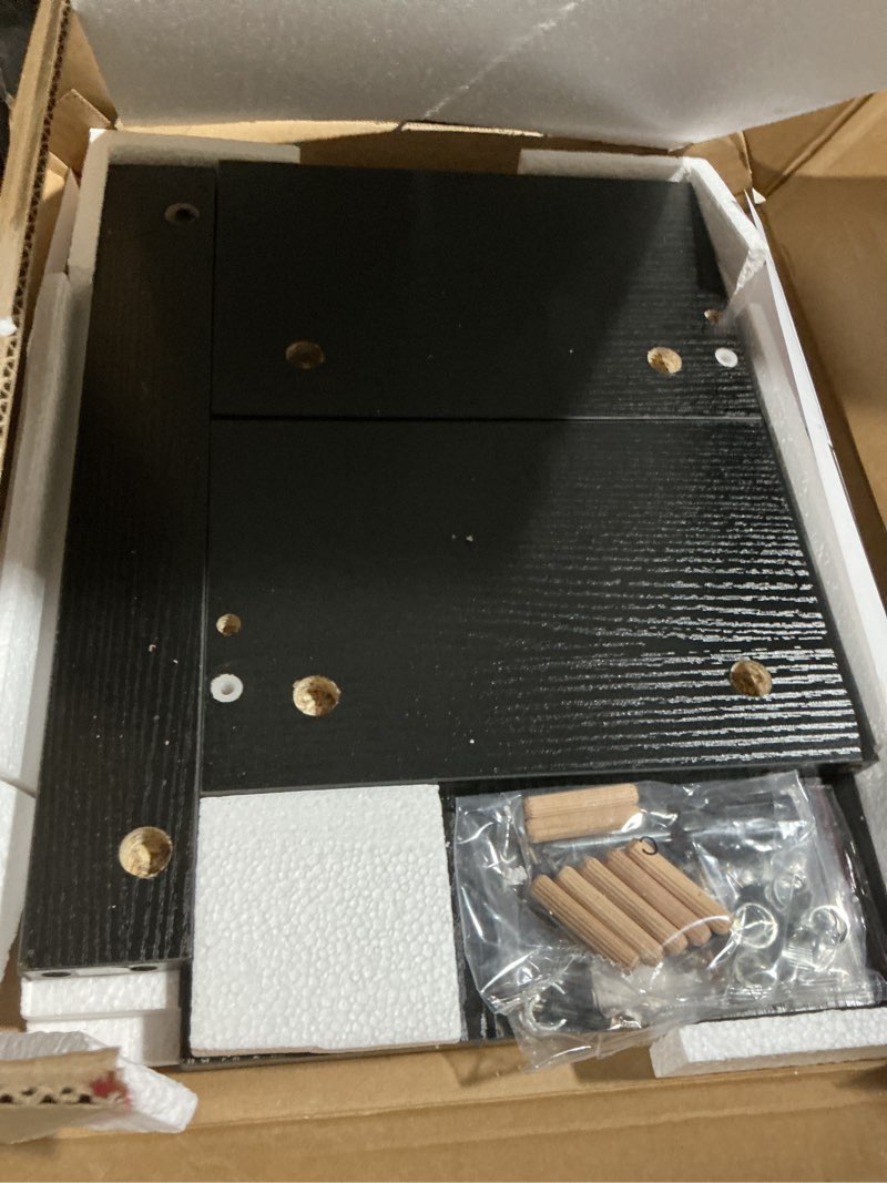 Condition photo showing As Is for teamix 14.2 inch monitor stand riser, wood monitor riser with storage for desk small monitor stand tv/screen/pc/laptop riser computer stand desktop shelf (black-higher)