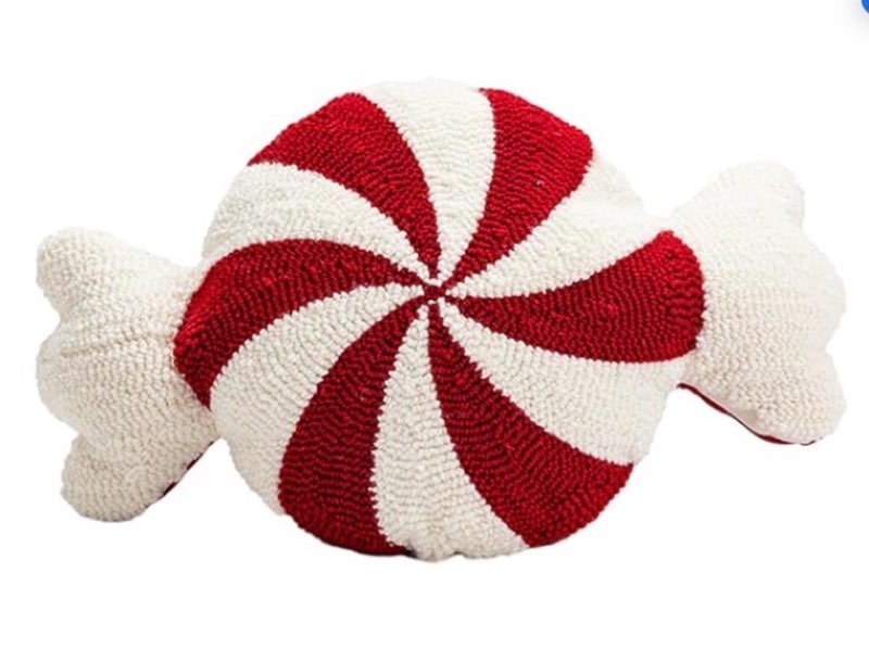 doefo candy cane pillow, candy cane shaped throw pillow, red and white peppermint candy pillow, cute sweet shaped decorations for bedroom, living room, winter home decor