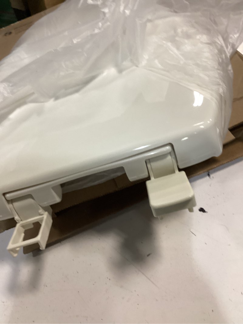 Condition photo showing Good Condition for bemis aurora slow close toilet seat, easy clean hinges and adjustable perfect fit plastic seat, made in usa, elongated, biscuit elongated biscuit