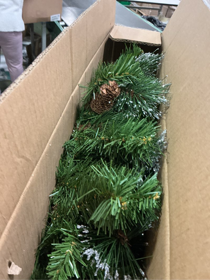 Condition photo showing New/Like New for National Tree Company 30 in Pre-Lit Crestwood Spruce Artificial Christmas Wreath, Christmas Decoration with Glitter, Pinecones, Red Berries, 70 Clear LED Lights, 200 Tips, Timer, Green 30 in Battery-Operated Wreath