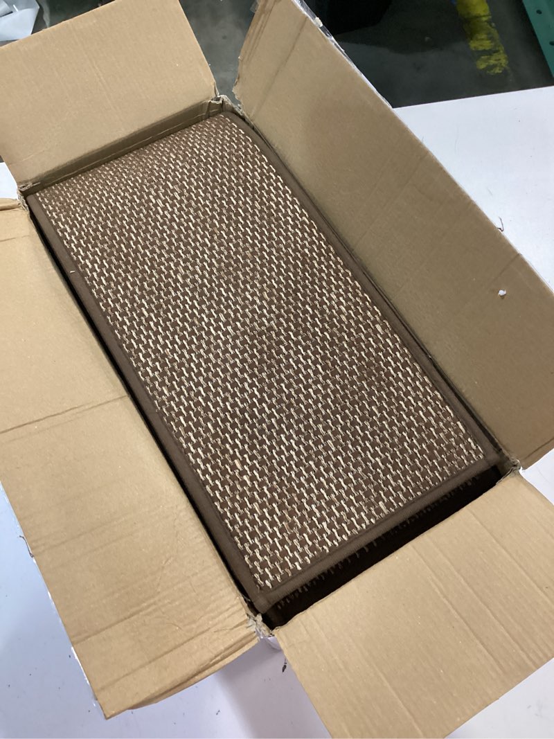 Condition photo showing New/Like New for Linen Stair Treads 15pcs 8"X30" Stair Mat for Wooden Steps Peel and Stick Stairs Carpet Treads Non Slip Indoor Staircase Covers Mat with Self-Adhesive Backing Linen-adhesive Backing-brown 15 PCS