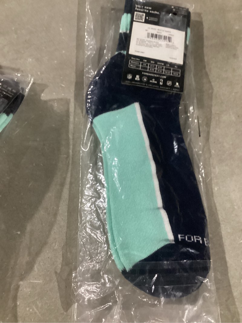 Condition photo showing Good Condition for For Bare Feet NHL mens Lil' Deuce Quarter Sock Seattle Kraken Large Team Color