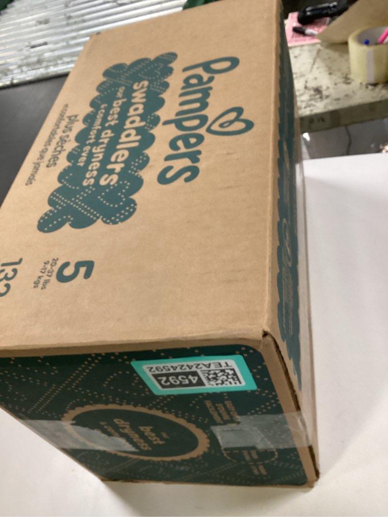 Condition photo showing New/Like New for Pampers Swaddlers Diapers, Size 5 (20-37 lbs), 132 Count, Absorbent, Keeps Baby Dry and Comfortable, Skin Safe Disposable Baby Diaper (Packaging May Vary) Size 5 132