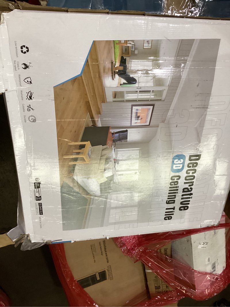 Condition photo showing As Is for art3d 12-pack square black drop ceiling tile 2ft x 2ft, pvc ceiling panel 24 x 24in. 24*24 black 12