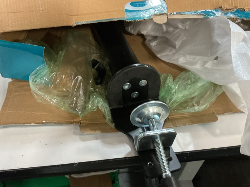 Condition photo showing As Is for Amazon Basics Single Computer Monitor Stand with Tilt and Rotation, Height Adjustable VESA Desk Arm Mount, Steel, 30 inches, Black