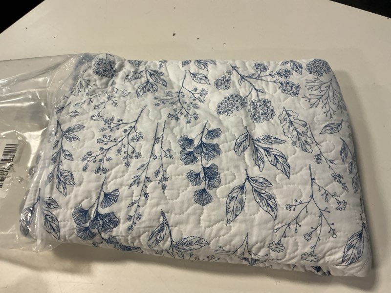 Condition photo showing Good Condition for lady ann throw pillow covers set, blue and white floral & leaves pattern printed pillow shams 26x26 of 2, soft & cozy couch euro cotton quilted pillow cases for sofa bed, living room, and home decor 26" x 26" (pack of 2) floral 07