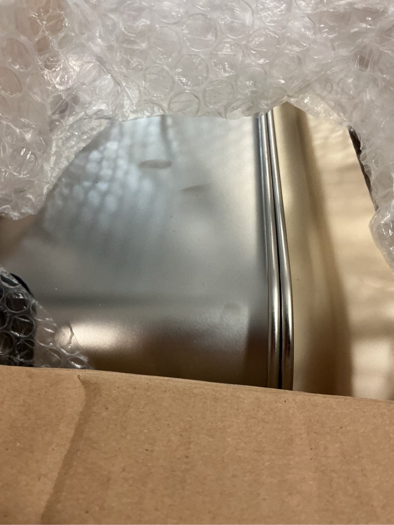 Condition photo showing As Is for 23.6"x16"x12" Stainless Steel Sifting Litter Box with Lid, XL Sifting Litter Box for Pine Pellets Less Tracking, High Sides Metal Litter Tray with Removable Drawer Pan, Anti-Leakage, Easy Cleaning