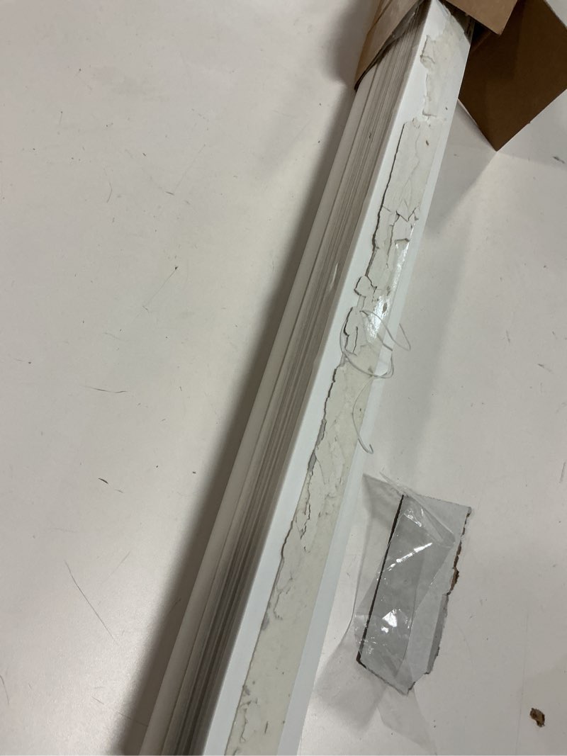 Condition photo showing As Is for Redi Shade No Tools Easy Lift Trim-at-Home Cordless Pleated Light Filtering Fabric Shade White, 36" W x 64" L, (Fits windows 19"- 36") White 36"W x 64"H