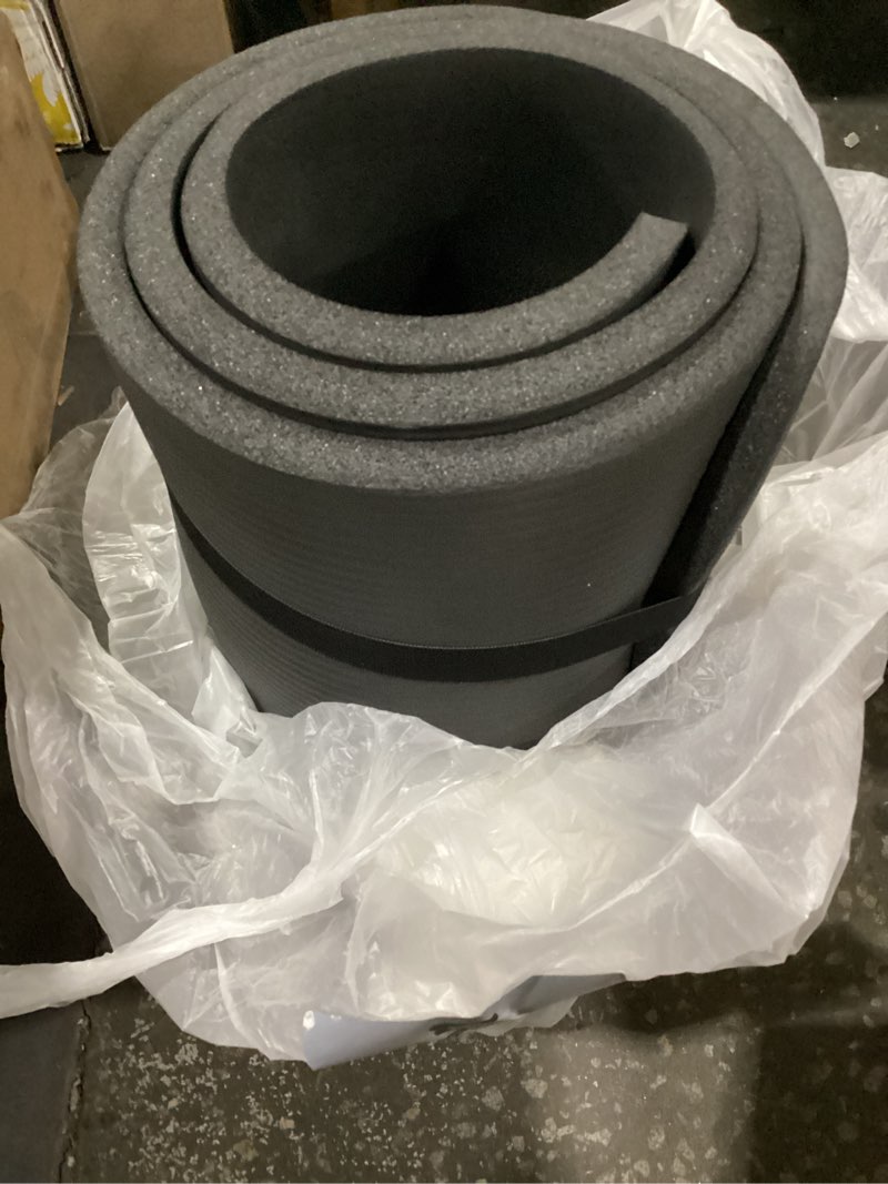 Condition photo showing As Is for Yoga Mat Premium Non Slip Thick – Extra Comfortable Exercise Mat for Home Workouts, Pilates, Stretching & Gym – Cushioned NBR Foam, Gym Mat with Strap, for Women & Men Black 74.5 x 24 x 0.6 in