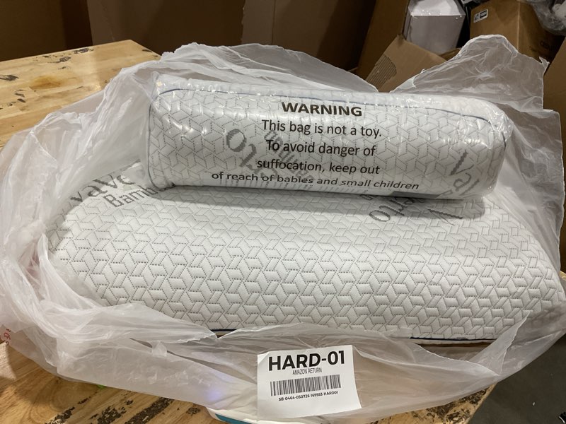 Condition photo showing Good Condition for vaverto queen memory foam pillow 2-pack – cooling gel-infused orthopedic bed pillows for neck and shoulder pain relief, firm support design with removable viscose made from bamboo covers – set of 2 queen (pack of 2) original white