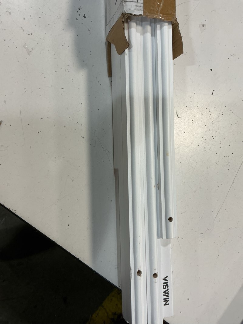 Condition photo showing As Is for viswin 63" white easel stand for wedding signs, adjustable wooden display easel with holder, tripod floor easel for welcome board, poster, picture, photos, paintings white 1 pcs