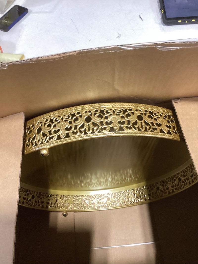 Condition photo showing Good Condition for MTJYQTF Gold Cake Stand Set - 16 IN Metal Round Cupcake Dessert Stand with Cake Cutting & Cake Spatula for Party, Candy Table Display for Wedding Birthday Baby Shower Housewarming Party CS003-16panR 16in-Golden-1 Pcs