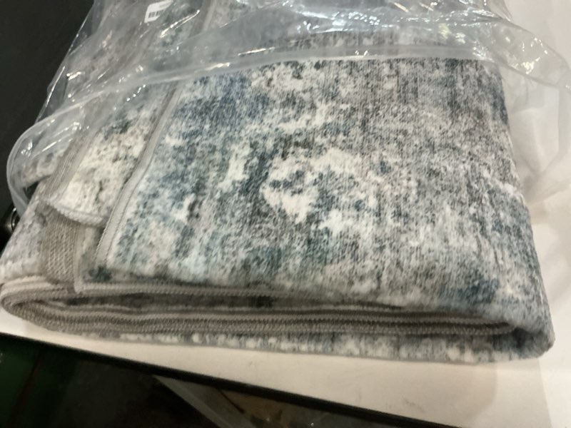 Condition photo showing Good Condition for Abstract Rug 8x10 Large Living Room Rugs Neutral Modern Washable Area Rugs for Bedroom Dining Room Non-Slip Stain Resistant Foldable Thin Blue Blue/Grey 8' x 10' (Rectangular)