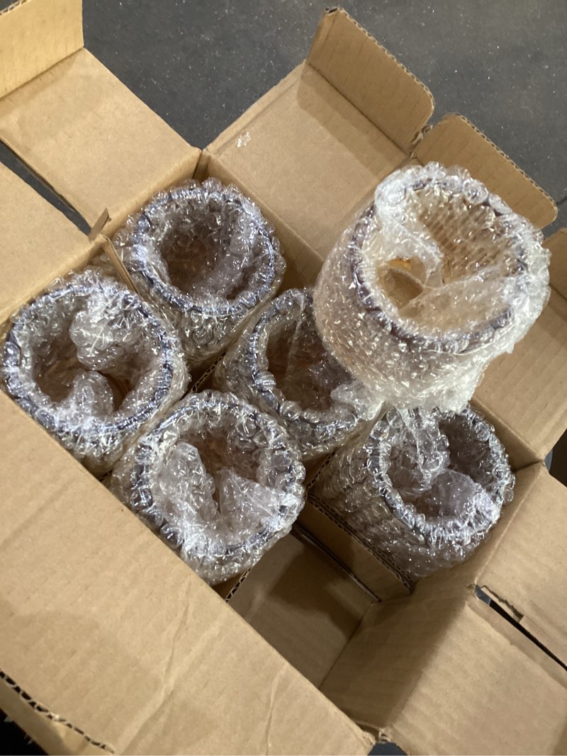 Condition photo showing Good Condition for kate aspen vintage glass tealight & amber votive candle holders (set of 6) rustic fluted candle holder set, boho home decor, wedding table centerpieces, farmhouse kitchen table decor one size amber