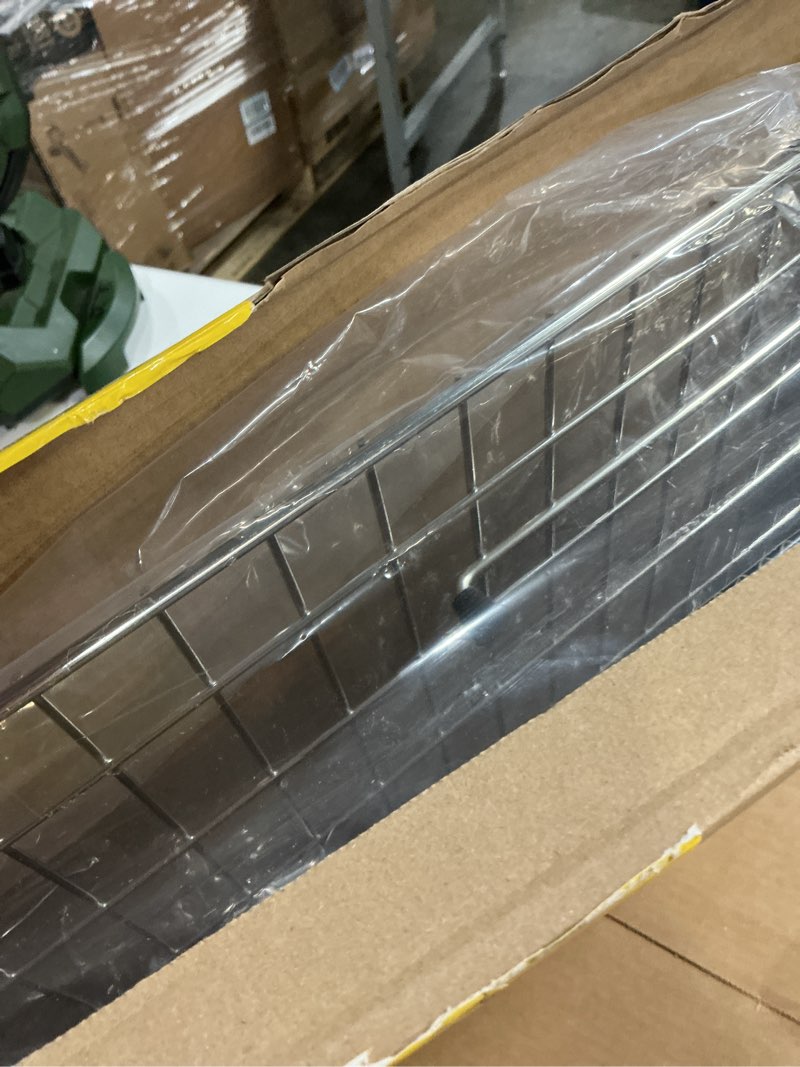 Condition photo showing New/Like New for stainless steel sink grid and protectors for bottom of kitchen sink, 26" x 14 1/16" sink bottom grid with rear drain for single sink bowl (26" x 14 1/16") 26" x 14 1/16" rear drain