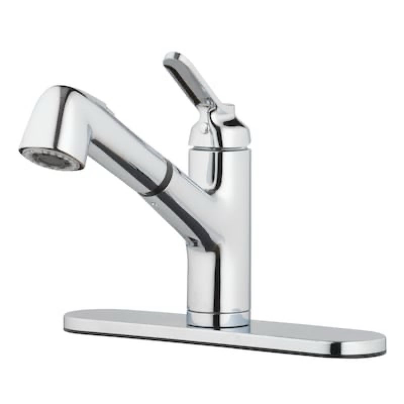 project source project source chrome single handle deck-mount pull-out kitchen faucet with sprayer