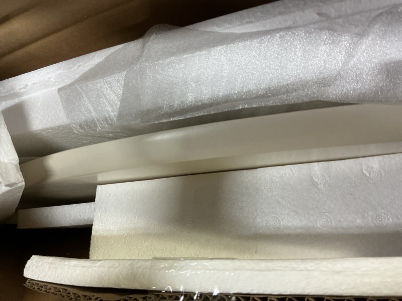 Condition photo showing New/Like New for east west furniture dlt-whi-t dublin modern kitchen table - a round dining table top with dropleaf & pedestal base, 42x42 inch, linen white