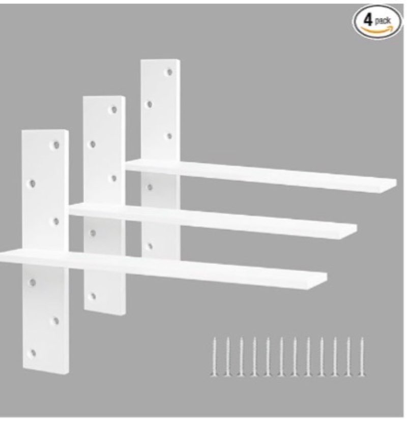 Floating Shelf Bracket 3/8" Thick Heavy Duty Shelf Brackets White 3 Pack Free Hanging Countertop Sup