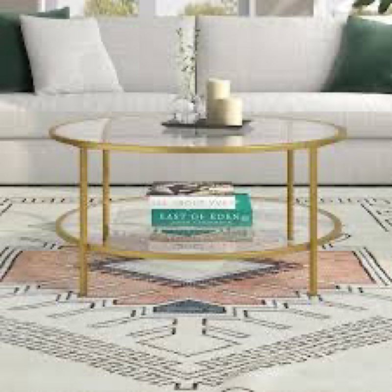 henn&hart 36" wide round coffee table with glass top in black, for home, living room, bedroom, entertainment room, office blackened bronze 36'' round coffee table